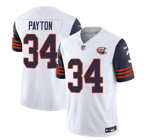 Men & Women & Youth Chicago Bears #34 Walter Payton White Navy 2023 F.U.S.E. Throwback Limited Jersey